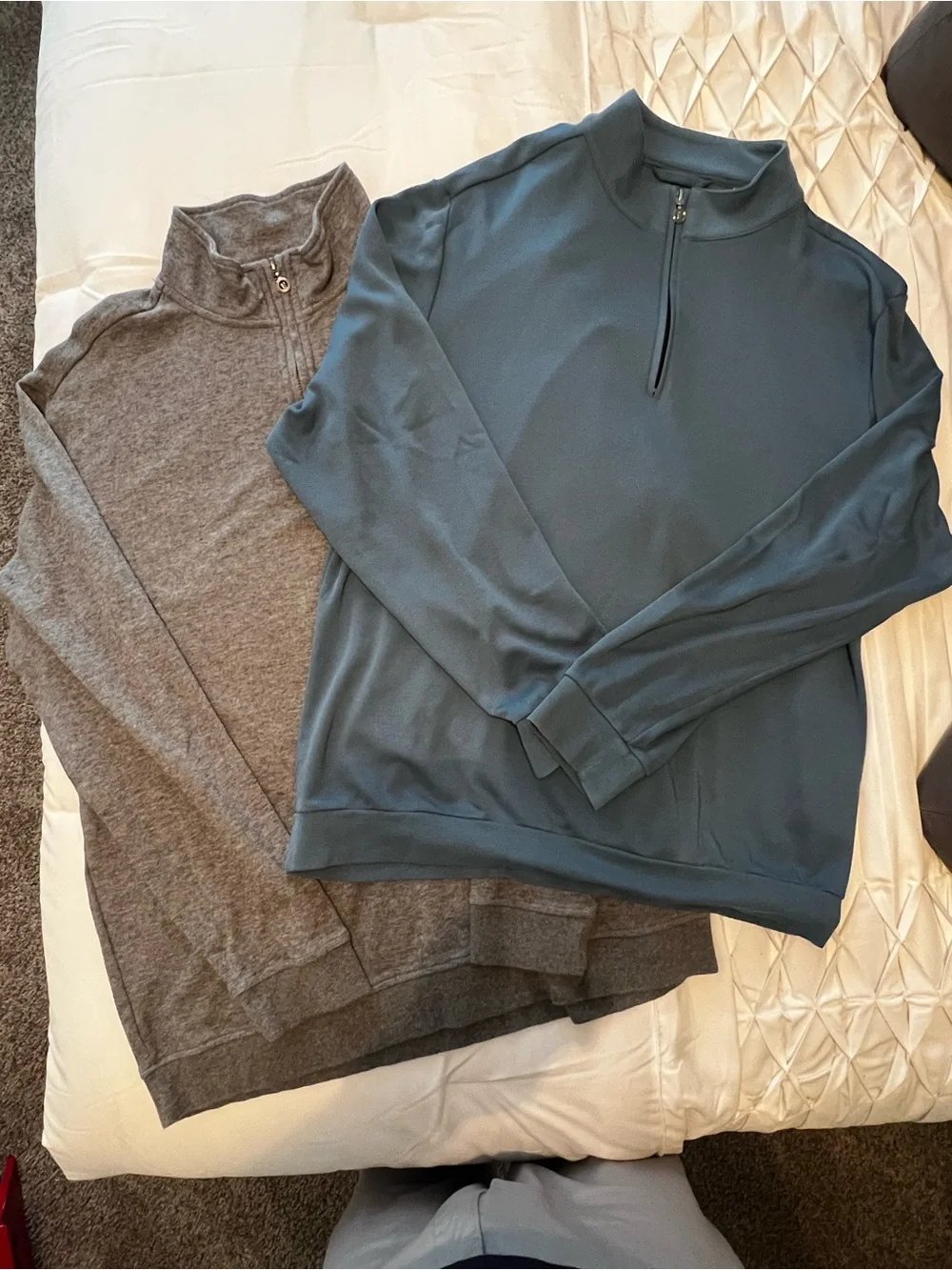 Linksoul Men's Zip-Neck Sweaters (2) - Gray & Teal Blue